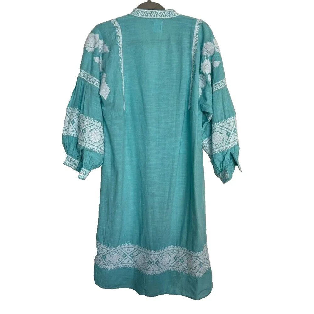 Gap Robe Jacket Womens S/M Embroidered Balloon Sleeve Ice Water Blue
